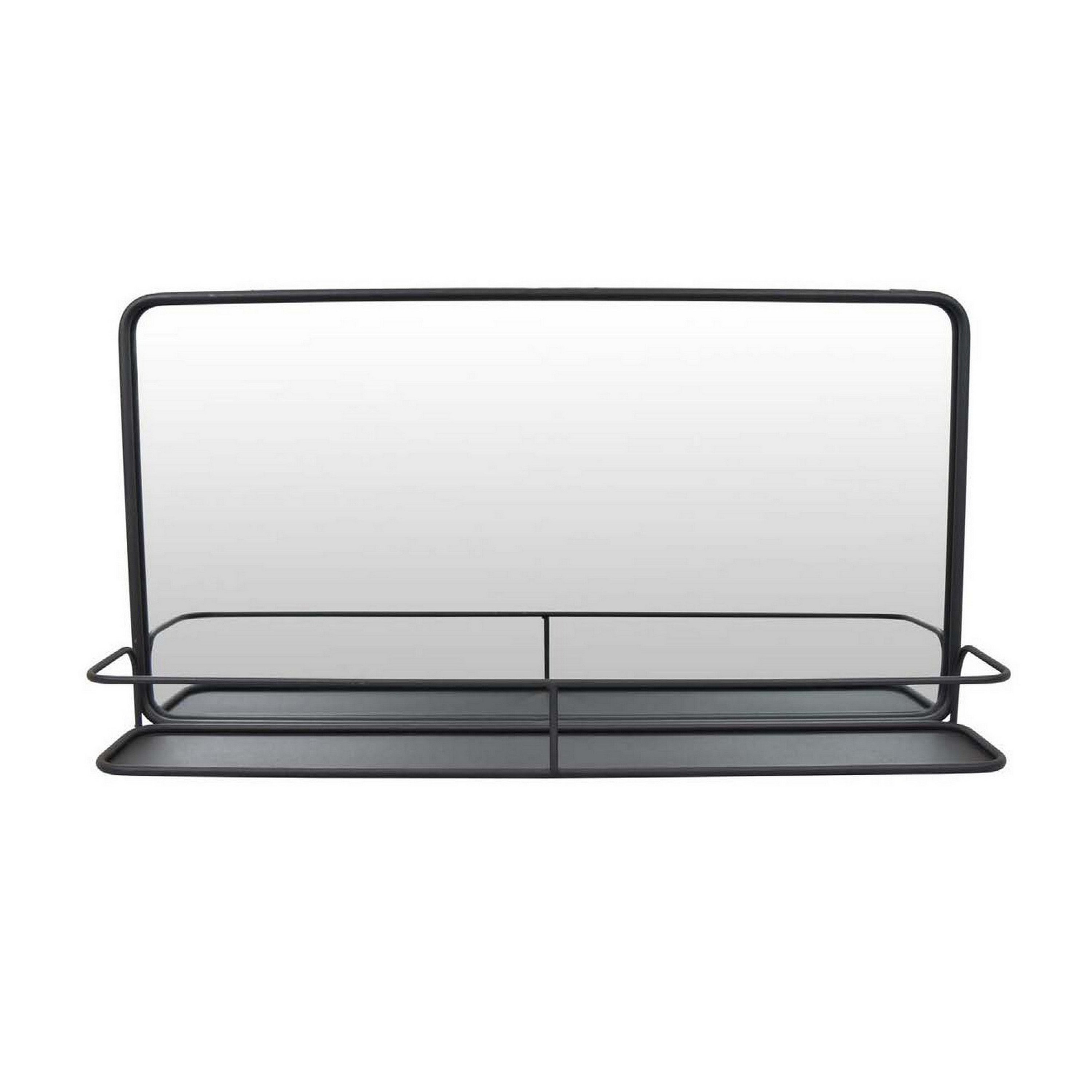 Benjara Feno Decorative Wall Mirror, 30 Inch Landscape Black Metal